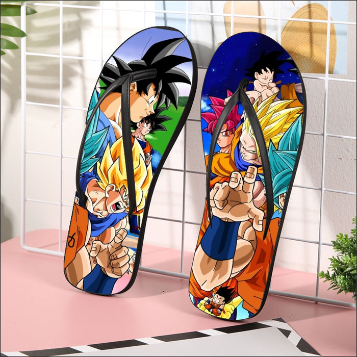 DBZ Goku Saiyan God Blue SSGSS Whis Symbol Cool Design Flip Flops