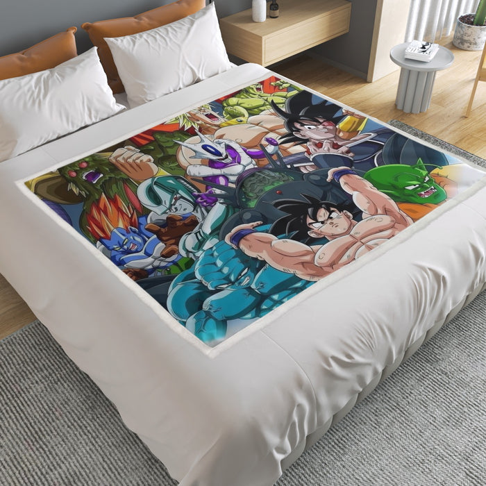 DBZ Goku Spirit Bomb Destroy Villains Cooler Broly Namek Vibrant Household Warm Blanket