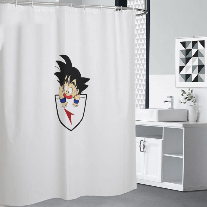 Dragon Ball Kid Goku Coming Out Of Pocket Shower Curtains