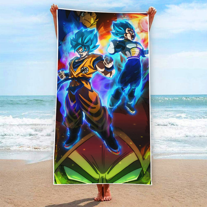 DBZ Legendary Broly Son Goku Vegeta Super Saiyan Blue Beach Towel