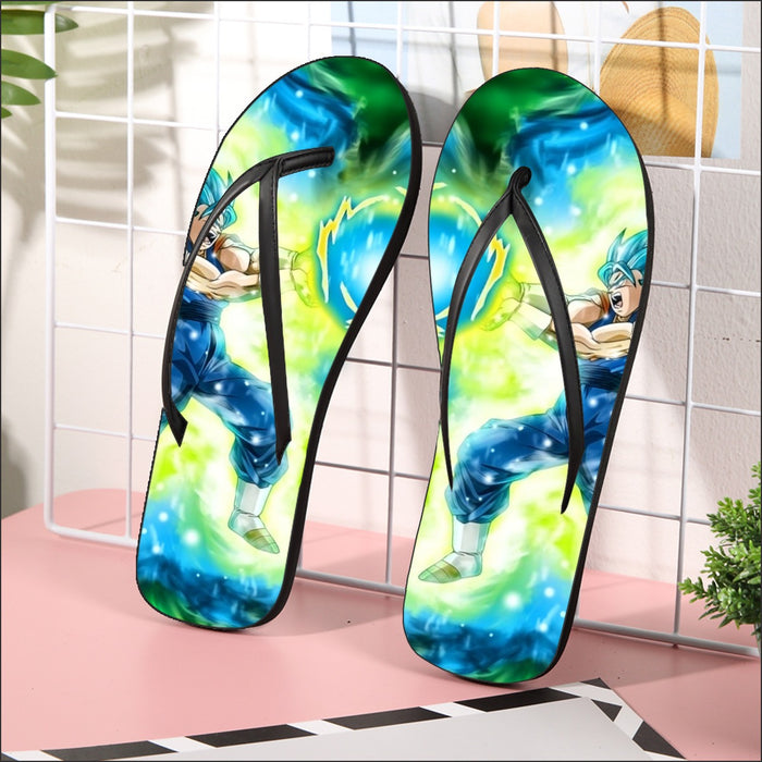 DBZ Goku Super Saiyan Blue SSGSS Kamehameha Power Attack Flip Flops