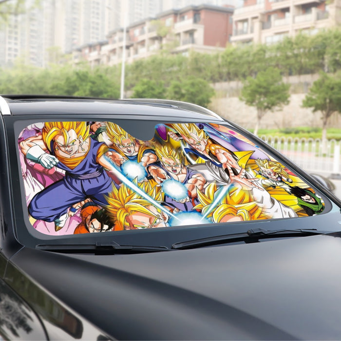 DBZ Goku Gohan Goten Super Saiyan Kamehameha Color Design Windshield Sunshade