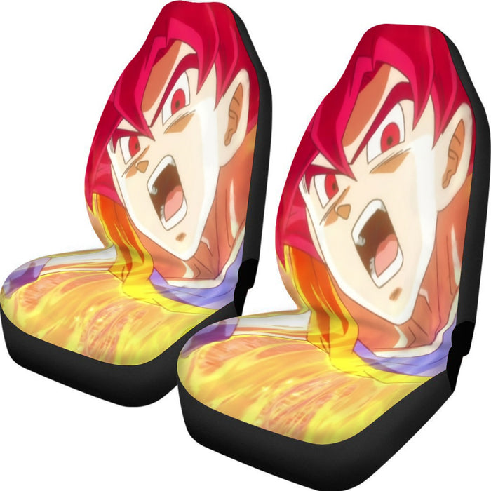 Dragon Ball Goku Super Saiyan Red God Face Portrait Print Car Seat Cover