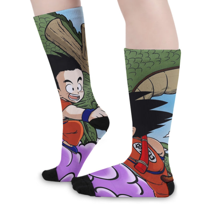 Dragon Ball  Kid Goku Flying With Shenron Socks