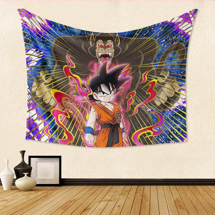 Great Ape Monkey Kid Goku Galaxy High-Quality Battle 3D Tapestry
