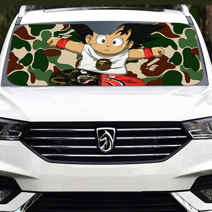 Dragon Ball Jumping Kid Goku Camouflage Windshield Sunshade