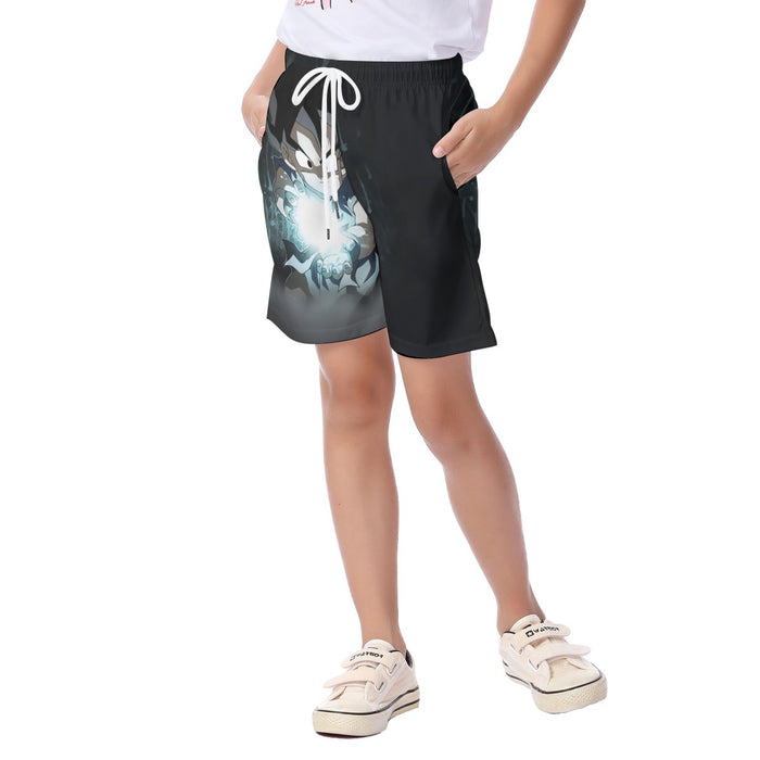 Dragon Ball Goku Kid Practice Kamehameha Cute Round Neck Design Kid's Beach Shorts