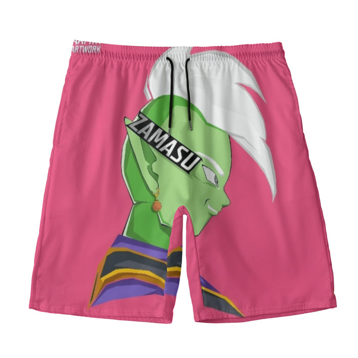 Dragon Ball Super Cool Grin Zamasu Potara Earring Pink Beach Pants