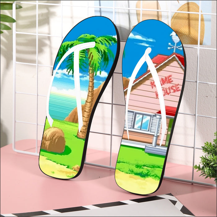 Dragon Ball Master Roshi's Kame House Cartoon Style Flip Flops