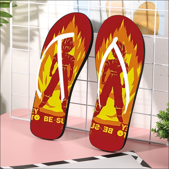 Dragon Ball Z Son Goku On Fire Its Okay To Be Super Saiyan  Flip Flops