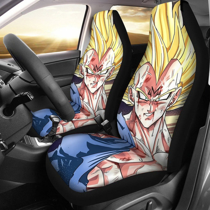 DBZ Majin Vegeta Saiyan Prince Fight Injure Manga Style Trending Car Seat Cover