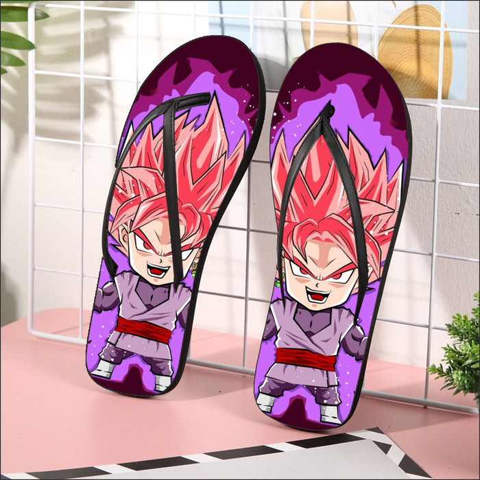 DBZ Goku Black Zamasu Rose Super Saiyan Cute Chibi Design Flip Flops