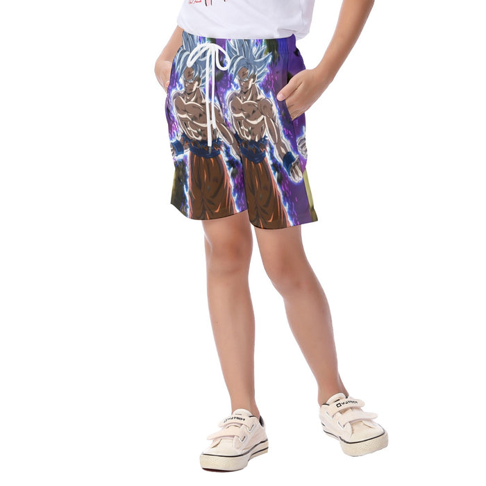 Dragon Ball Z Goku Perfected Ultra Instinct Form Kid's Beach Shorts