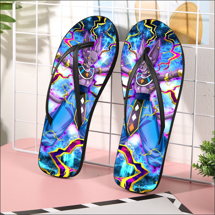 Dragon Ball Super Beerus Destruction God Egyptian Cat Vibrant Design Flip Flops