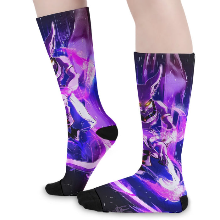 DBZ Mighty Destruction God Beerus Egyptian Cat Sport Design Socks