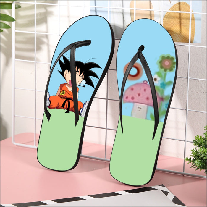 Dragon Ball Goku Kid Cute Day Dreamer Sleeping Anime Design Flip Flops