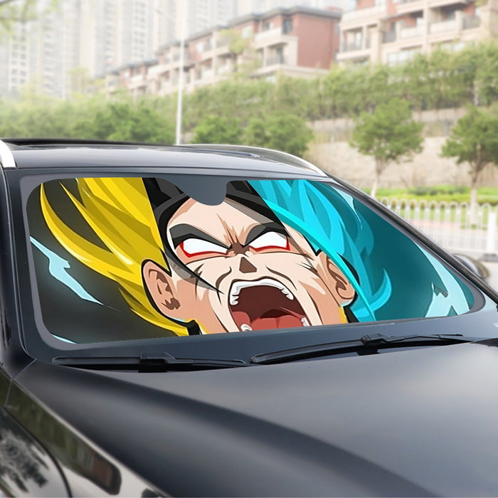 Dragon Ball Goku Super Saiyan Triple Blue God SSGSS Hand Drawing Style Windshield Sunshade