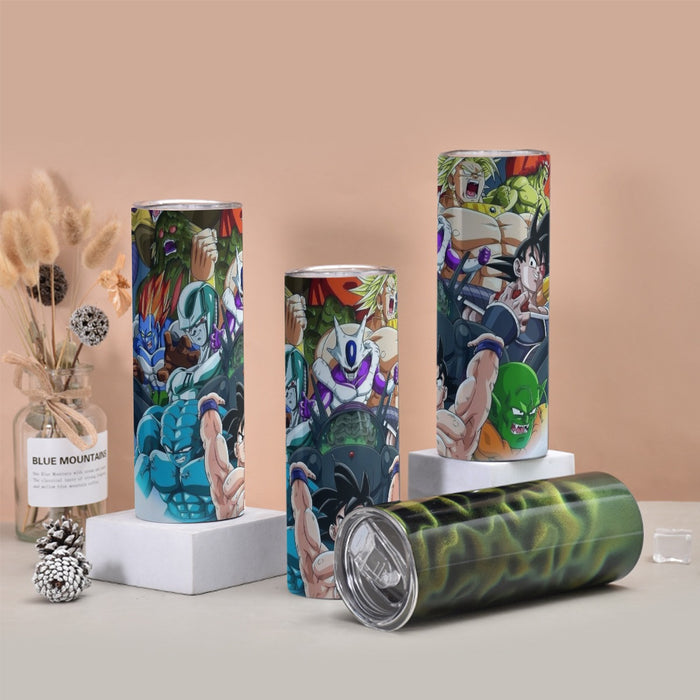 DBZ Goku Spirit Bomb Destroy Villains Cooler Broly Namek Vibrant Tumbler with twinkle surface