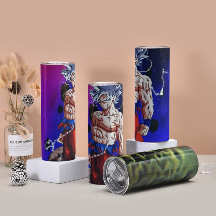 Awesome Ultra Instinct Silver Hair Goku DBZ Kids Tumbler with twinkle surface