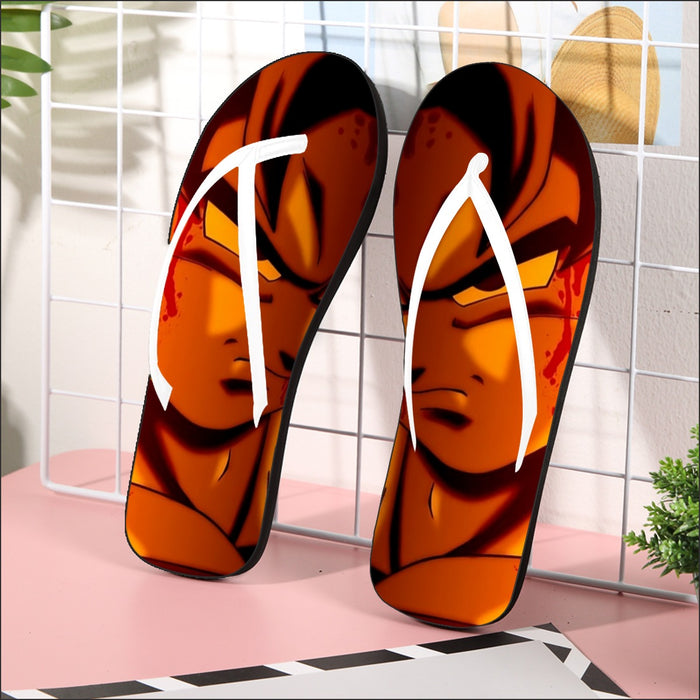 Dragon Ball Z Pissed Serious Son Goku Dope Orange Flip Flops