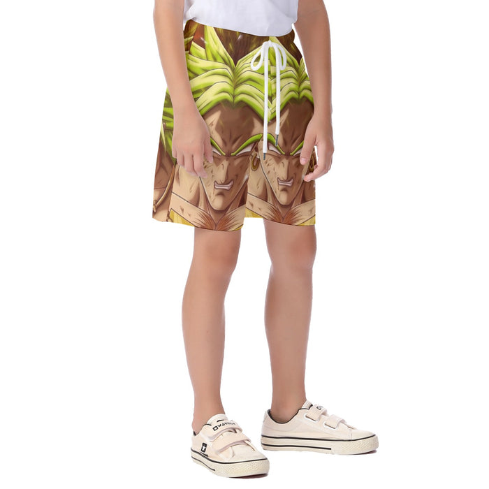 Dragon Ball Super Legendary Super Saiyan Broly White Eyes Custom Kid's Beach Shorts