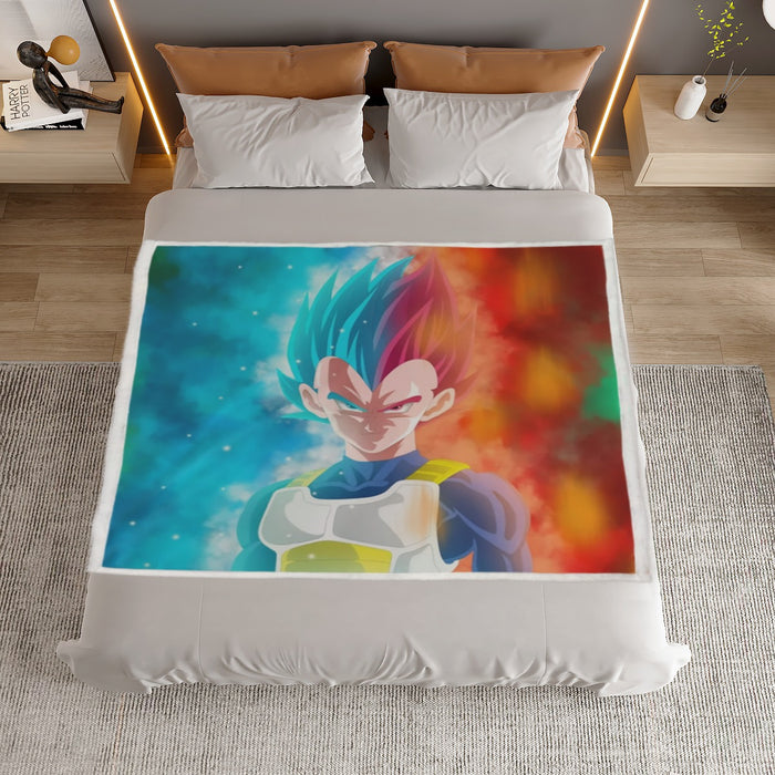 DBZ Vegeta Super Saiyan God Blue SSGSS Cool Portraits Household Warm Blanket