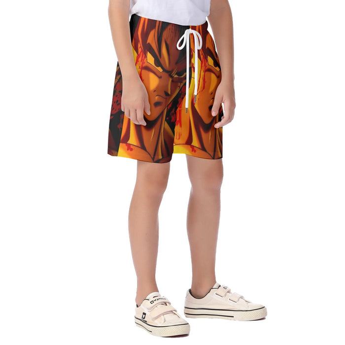 Dragon Ball Z Pissed Serious Son Goku Dope Orange  Kid's Beach Shorts