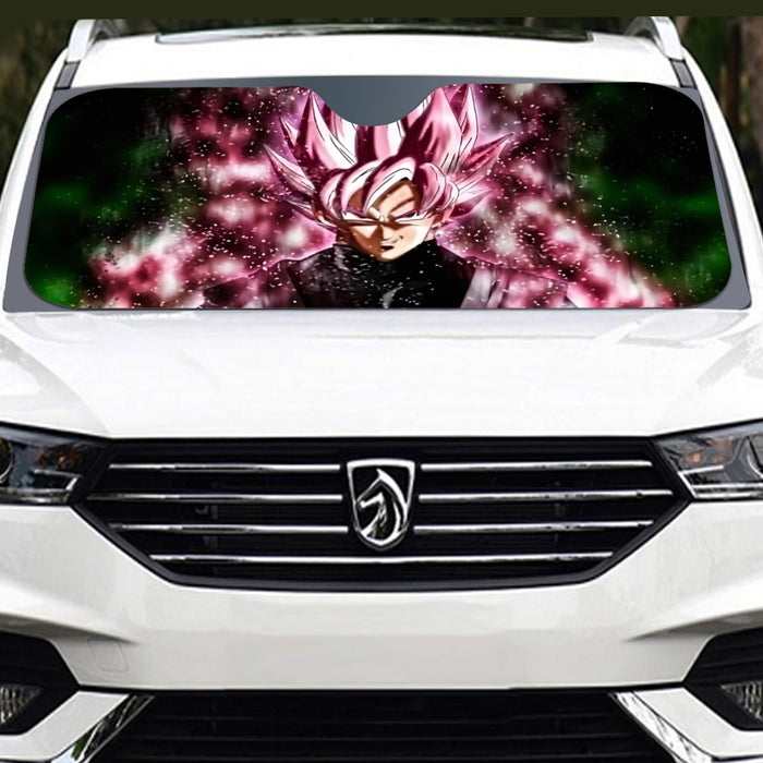 Dragon Ball Z Super Saiyan Goku Black Rose Pink Windshield Sunshade