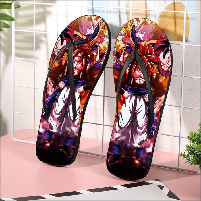 DBZ Gogeta Goku Vegeta Super Saiyan Powerful Lightning Thunder Design Flip Flops