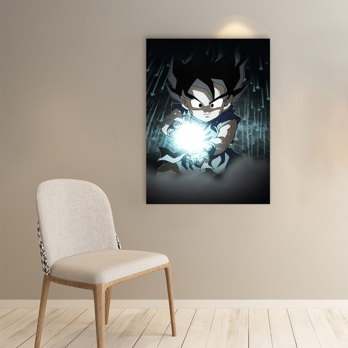 Dragon Ball Goku Kid Practice Kamehameha Cute Round Neck Design Paper poster