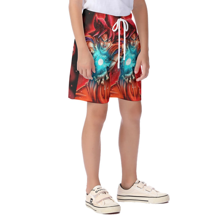 Awesome Red Hair Goku DBZ Kid's Beach Shorts