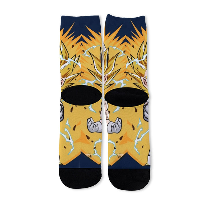 DBZ Majin Vegeta Super Saiyan Prince Power Aura Chibi Sketch Socks