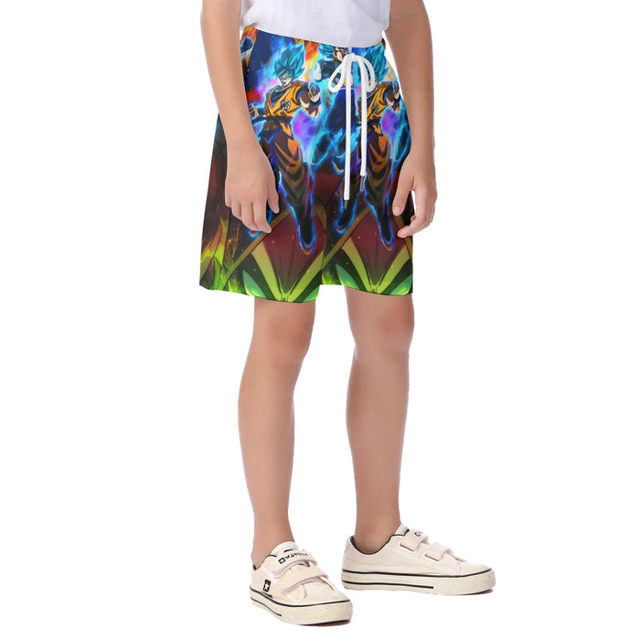 DBZ Legendary Broly Son Goku Vegeta Super Saiyan Blue Kid's Beach Shorts