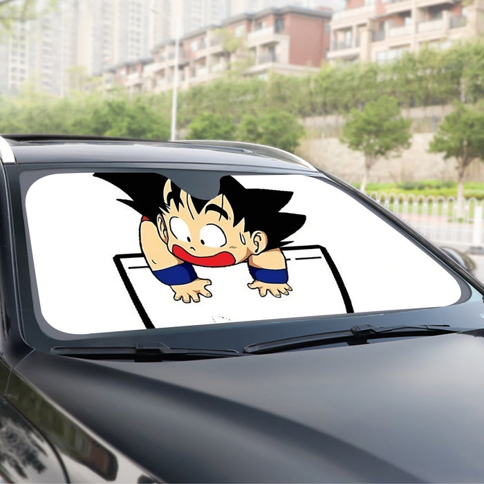 Smiling Goku On Pocket Of Dragon Ball Z Windshield Sunshade