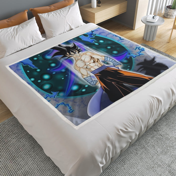 DBZ Goku Muscular Saiyan Vibrant Background Art Style Household Warm Blanket