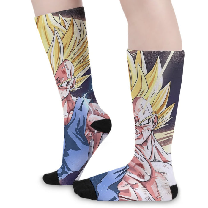 DBZ Majin Vegeta Saiyan Prince Fight Injure Manga Style Trending  Socks