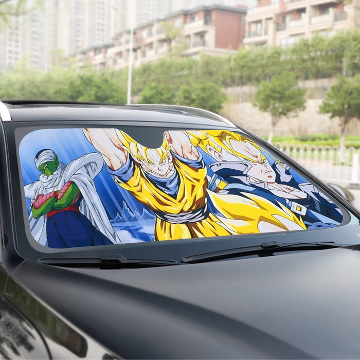 DBZ Goku Saiyan Spirit Bomb Vegeta Piccolo Gohan Trunks Vibrant Design Windshield Sunshade