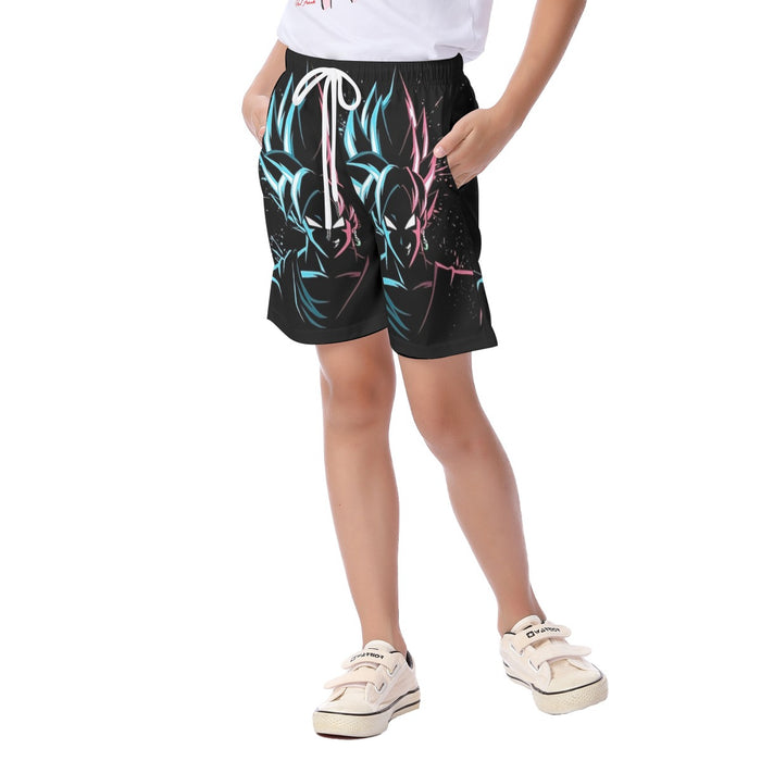 Dragon Ball Super  SSGSS Goku x Black Goku SSJ Rose Kid's Beach Shorts