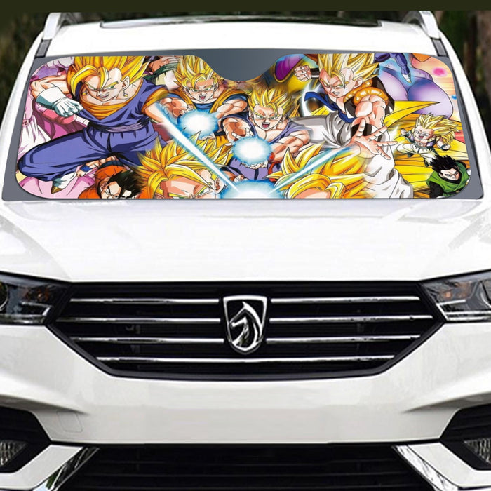 DBZ Goku Gohan Goten Super Saiyan Kamehameha Color Design Windshield Sunshade