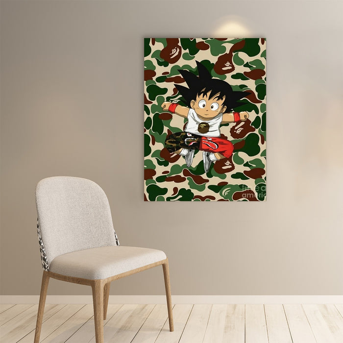 Dragon Ball Jumping Kid Goku Camouflage Paper poster