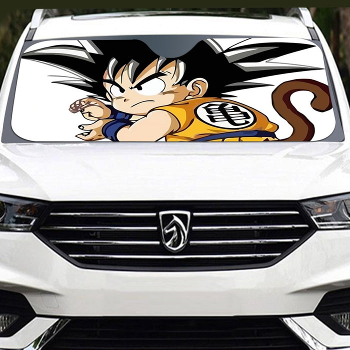 Cute Kid Goku Yellow Clothing Dragon Ball Z Windshield Sunshade