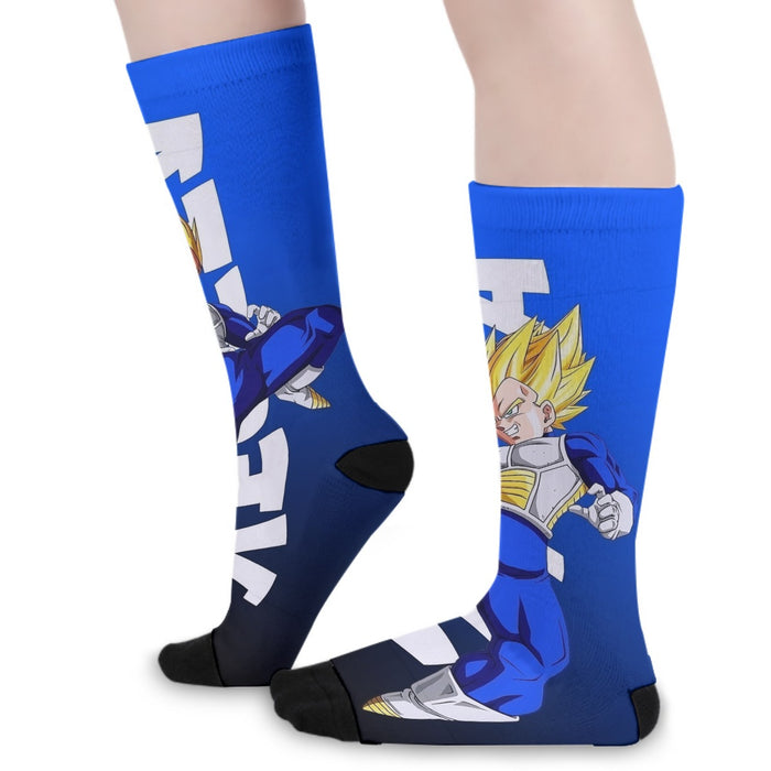 Vegeta With Background Word Dragon Ball Socks