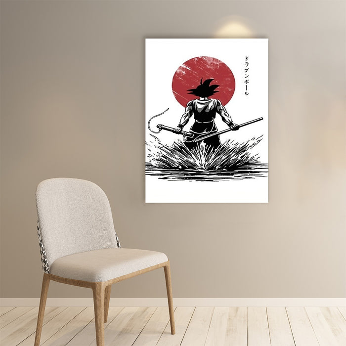 Goku With Red Moon Dragon Ball Paper poster