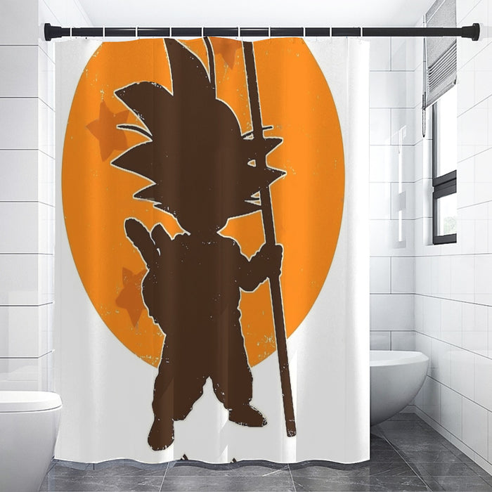Dragon Ball Z Kid Goku Shadow Logo White Shower Curtains