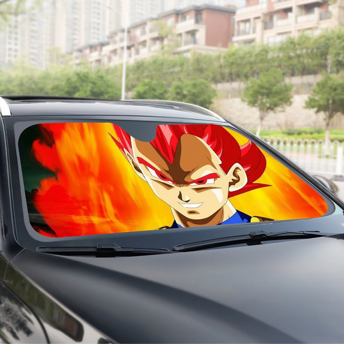 Dragon Ball Vegeta Super Saiyan Red God Vibrant Print Windshield Sunshade