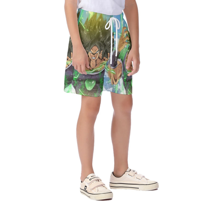 Dragon Ball Super Transforming Broly Kid's Beach Shorts