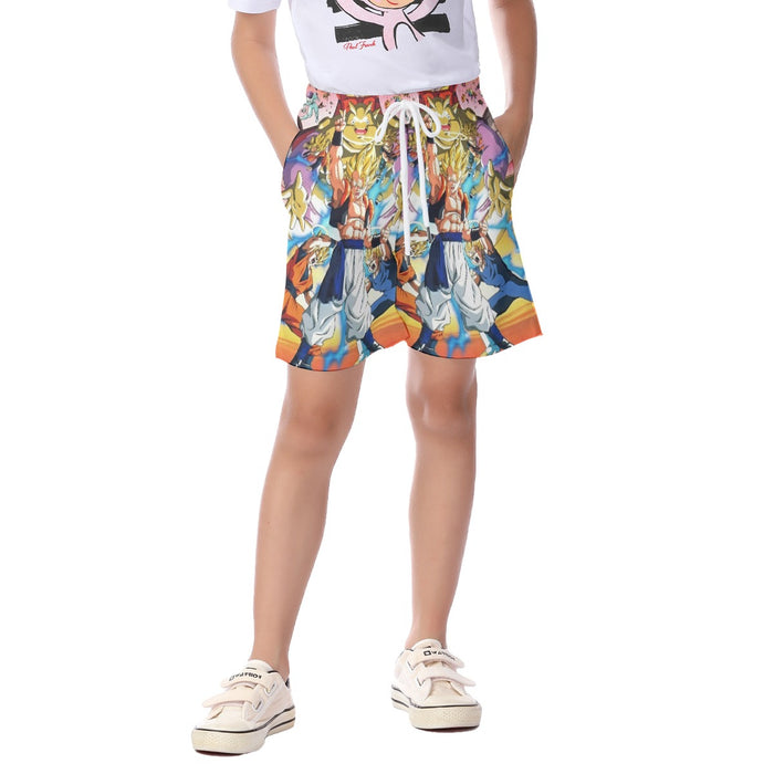 DBZ Goku Vegeta Fusion Saiyan Gogeta Colorful Design Streetwear Kid's Beach Shorts