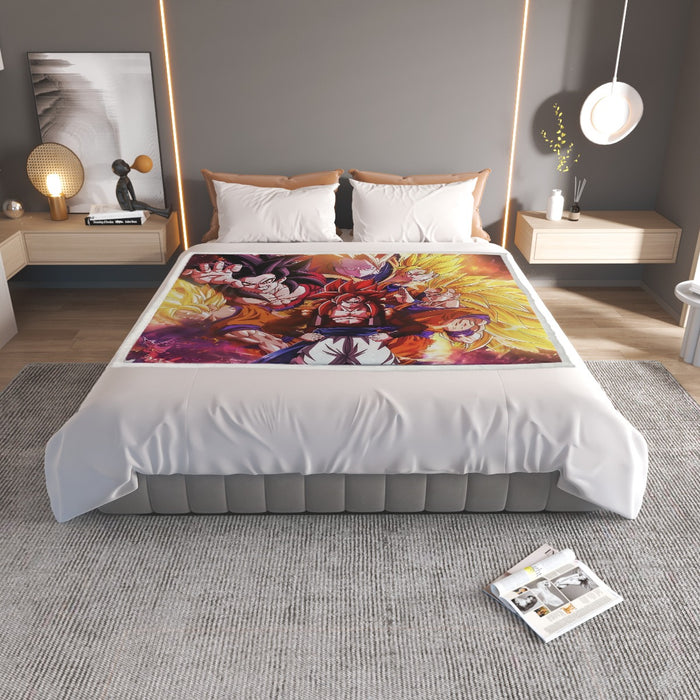 DBZ Gogeta Goku Vegeta Super Saiyan Powerful Lightning Thunder Design Household Warm Blanket