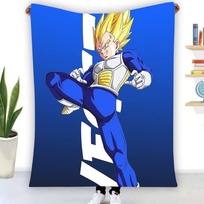 Vegeta With Background Word Dragon Ball Blanket