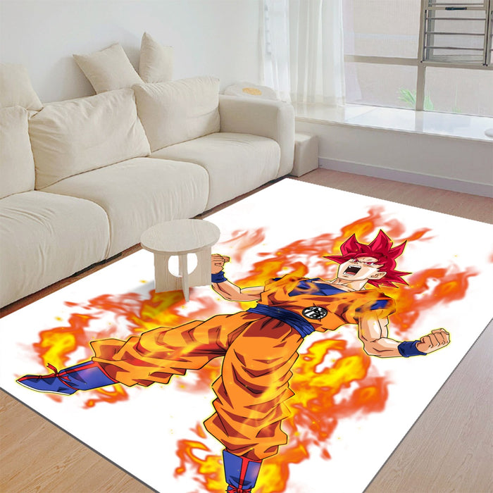 Awesome Goku Super Saiyan God Transformation DBZ Rug